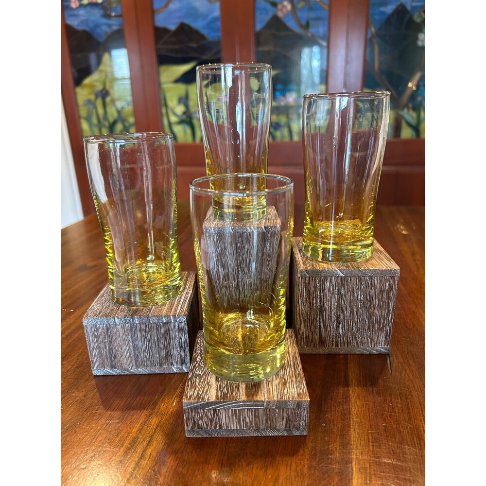 Vintage Libbey Honey Yellow Juice Glasses.